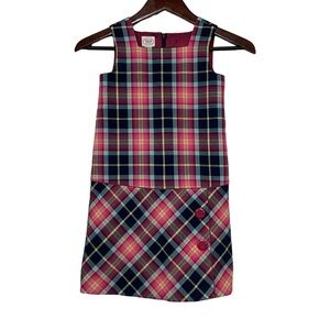 Vintage Talbots Girl’s Dress Pink Blue Plaid Uniform Sleeveless Jumper School